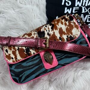 Kurt Geiger • Camden Flap Genuine Calf Hair & Leather Shoulder Bag